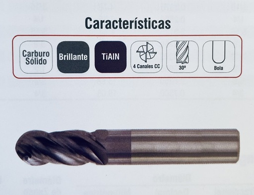 Cortador VERT BOLA 1/8  4 FLT C142108
