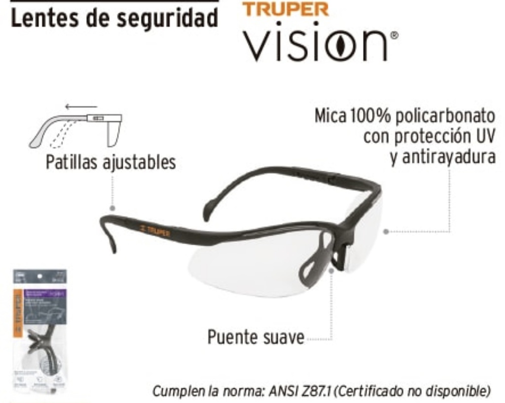 Lentes de Seguridad policarbonato gris TRUPER 14302 Gris
