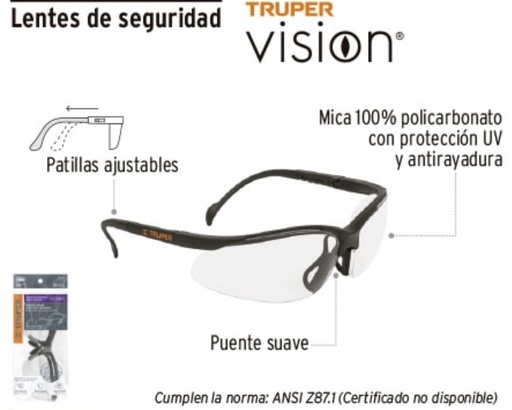 Lentes de Seguridad policarbonato gris TRUPER 14302 Gris